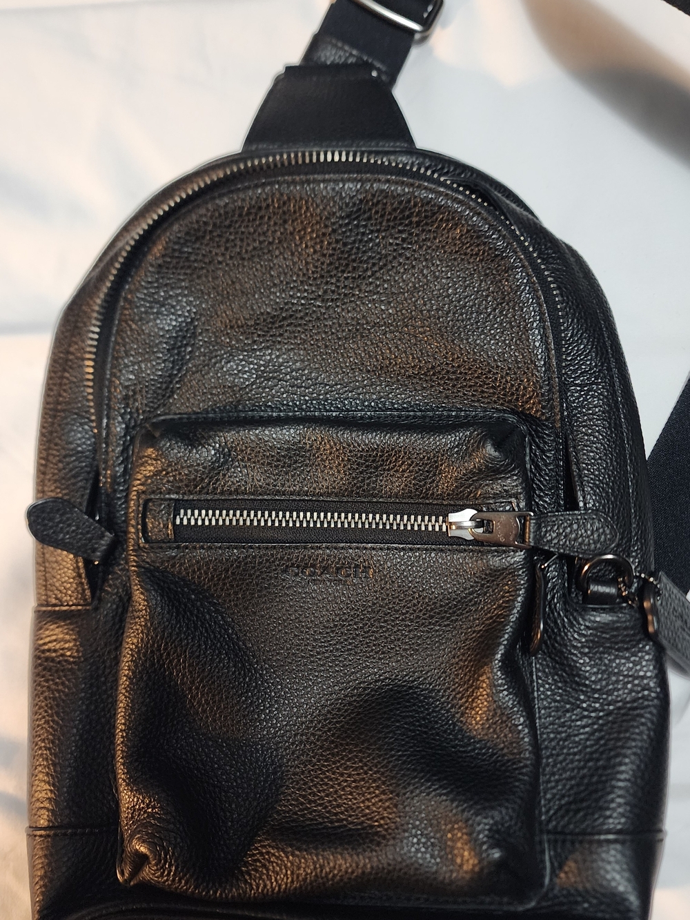 Coach Black Pebbled Leather Sling Belt Bag